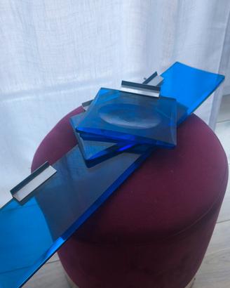 set bagno vintage blu vetro anni 70 