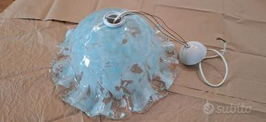 Lampadario in vetro color celeste