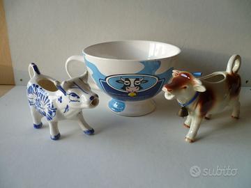 Ceramica mucche versalatte e big bowl vintage