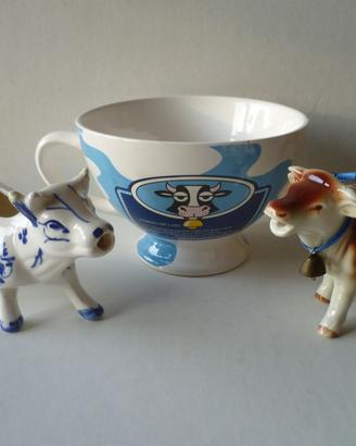 Ceramica mucche versalatte e big bowl vintage