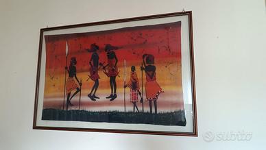 Quadro batik etnico su doppio vetro con cornice 
