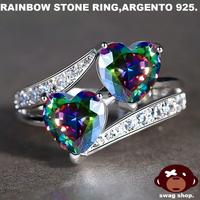 anello argento 925 pietra arcobaleno,mystic topaz