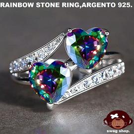 anello argento 925 pietra arcobaleno,mystic topaz