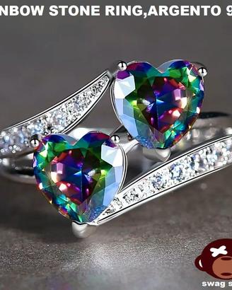 anello argento 925 pietra arcobaleno,mystic topaz