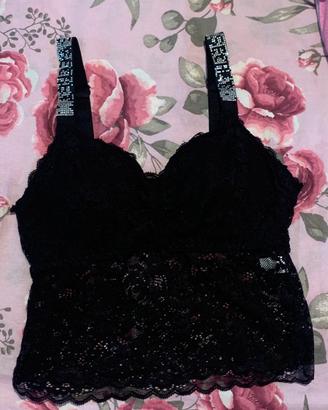 Bralette nera con strass