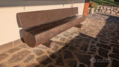 Coppia di panche da esterno in tronco