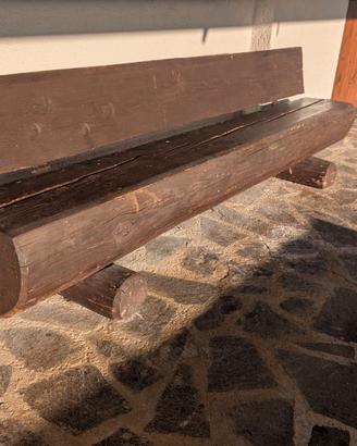 Coppia di panche da esterno in tronco