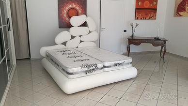 Letto Potromot in ecopelle bianca