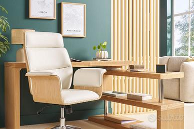 Sedia da ufficio in legno e pelle (eco) - Nuova