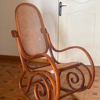 Antica Sedia a Dondolo Thonet Style Legno Curvato