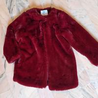 Cappotto in pelliccia sintetica bordeaux