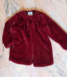 Cappotto in pelliccia sintetica bordeaux