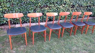Set 6 sedie vintage design nordico, danese anni 60
