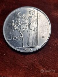 moneta 100 lire 1963 minerva fdc.