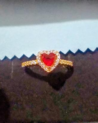 Anello fidanzamento dorato cuore in stile Pandora
