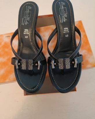 Sandalo in vera pelle nero n.40