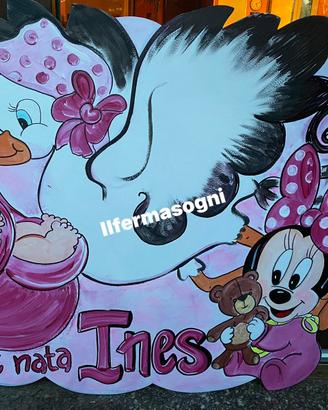 Cicogna fiocchi nascita in legno