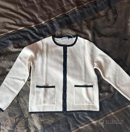 Giacca maglia ribattiture contrasto