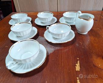 servizio tè caffè porcellana bordo oro