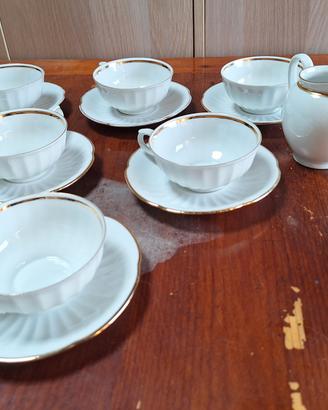 servizio tè caffè porcellana bordo oro