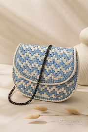 Borsa handmade ECHO bianco/celeste