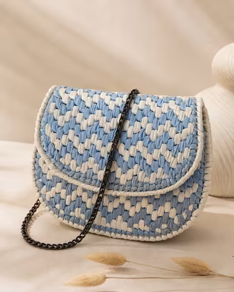 Borsa handmade ECHO bianco/celeste