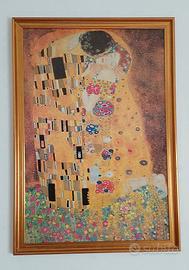Quadro riproduzione rilievo su legno Klimt Il Baci