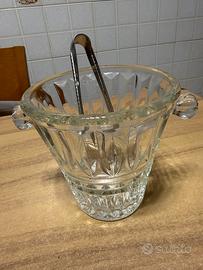 Caraffa porta ghiaccio con pinza in cristallo