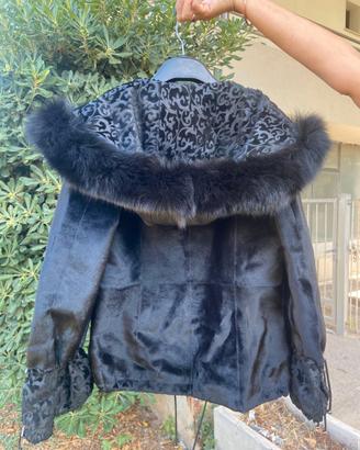 Giacca  Pelliccia di Canguro e Volpe con cappuccio