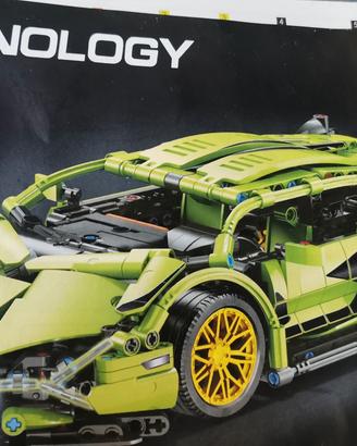 Supercar verde in costruzioni compatibili Lego 