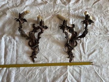 Coppia di Appliques / Lampade da muro 3 luci stile