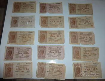 15 banconote da 1 lira.