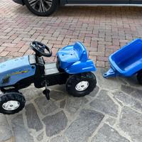 New Holland Trattore a pedali con carro  bambini