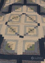 Copriletto patchwork blu e bianco leggero