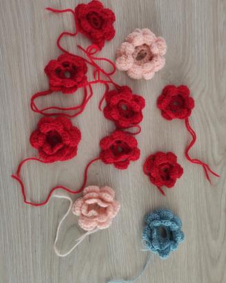 Roselline di lana uncinetto 