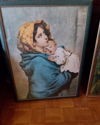 2 quadri Madonna con Bambino incorniciati