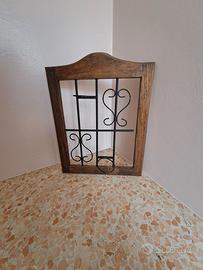 FINESTRA IN LEGNO E FERRO DA APPENDERE PORTAVASI