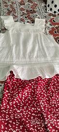 pantaloni palazzo e camicia , cardigan e top