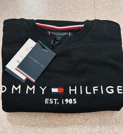 felpa uomo Tommy Hilfiger nera con scritta bianca 