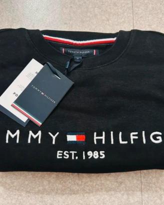felpa uomo Tommy Hilfiger nera con scritta bianca 