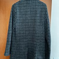 Cappotto 3/4 motivo pied de poule grigio/nero