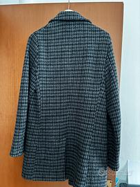 Cappotto 3/4 motivo pied de poule grigio/nero