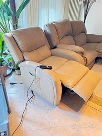 Divano recliner elettrico 2 posti + poltrona relax