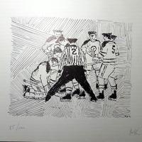 3 litografie di Emilio Delfino giocatori  hockey