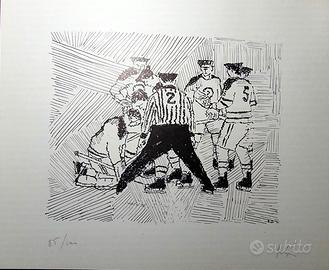 3 litografie di Emilio Delfino giocatori  hockey
