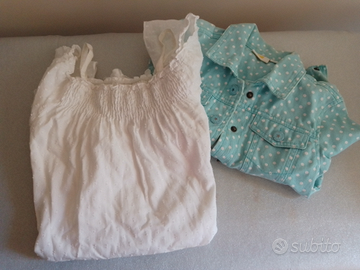 Vestito bianco e giubbotto jeans bambina 6/7anni