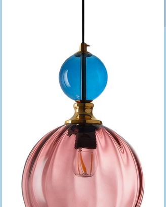 Lampadario a sospendione con vetro colorato