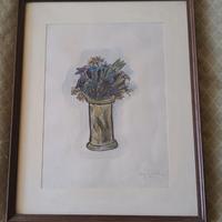 Quadro Acquarello Vaso Fiori Marcella.L. C.