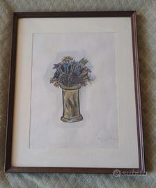 Quadro Acquarello Vaso Fiori Marcella.L. C.