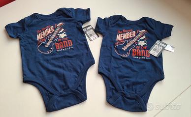 Coppia body blu manica corta Hard Rock, 12-18 mesi
